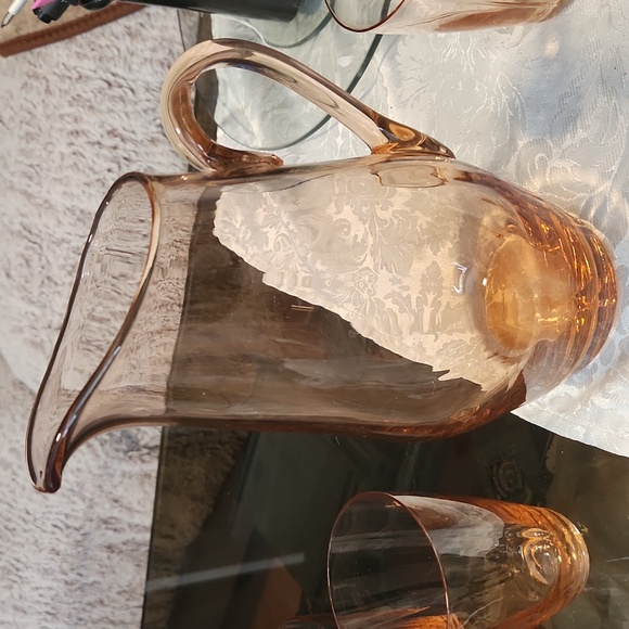 Vintage Rose Gold Pitcher & 3 Glasses - Picture 5 of 11